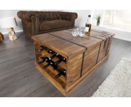 Designový konferenční stolek z masivu s barem na víno 100cm