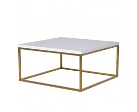 Minimalistický art deco konferenční stolek Calderon se zlatou kovovou konstrukcí 80 cm
