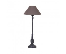 Klasická vintage noční lampa Samir s černou dřevěnou podstavou a hnědým stínítkem 69cm