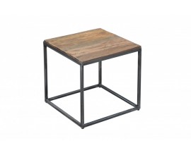 Industriální příruční stolek Cobra 40cm z teakového dřeva