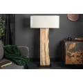 Designový masivní stojací lampa Alaska s naturální hnědou dřevěnou podstavou a bílým stínítkem 147 cm