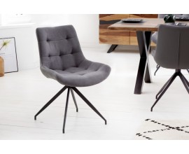 Retro kancelářská židle Carluke s šedým čalouněním a černými kovovými nohami 86cm