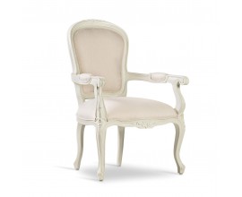 Luxusní barokní jídelní židle M-Vintage z masivního dřeva bílé barvy 96cm