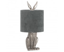 Designová stolní lampa Jarron Silver s podstavcem ve tvaru králíka as černým stínítkem 50cm