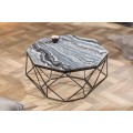 Art-deco stylový konferenční stolek Adamantino s šedou mramorovou deskou a černou konstrukcí 69cm