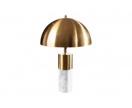 Art-deco luxusní stolní lampa Jaspeado s mramorovou podstavou a zlatým stínítkem 52cm