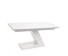 Bílý lesklý moderní rozkládací jídelní stůl VITO 160 (220) cm