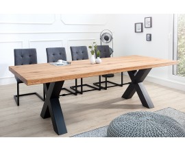 Industriální nadčasový jídelní stůl z dubového masivu Steele Craft hnědý s černými kovovými nohami obdélníkový 200cm