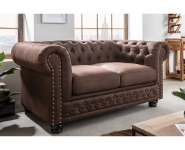 Chesterfield jedinečná hnědá dvojsedačka Loungrre s vkusným prošíváním 150cm