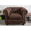 Chesterfield stylové hnědé křeslo Loungrre s vkusným prošíváním 105cm