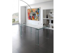 Designový skleněný jídelní stůl Cristallere v obdélníkovém tvaru se skleněnými nožičkami 160cm