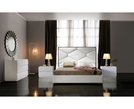Designová kožená manželská postel Martina s geometrickým vzorovaným čalouněním as úložným prostorem 150-180cm