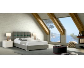Moderní manželská postel Veronica s šedým čalouněním s geometrickým vzorem a s úložným prostorem 140-180cm