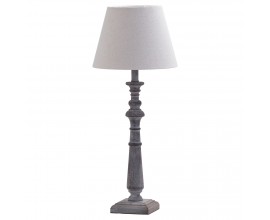 Rustikální stolní lampa Boisé v šedé barvě s béžovým lněným stínidlem 50 cm
