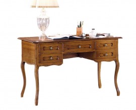 Luxusní rustikální psací stolek Emociones z masivního dřeva s pěti zásuvkami a vyřezávanými nožičkami 130cm