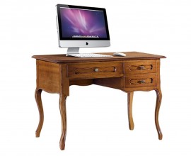 Luxusní dřevěný rustikální psací stůl Emociones se třemi šuplíky a vyřezávanou výzdobou 100cm
