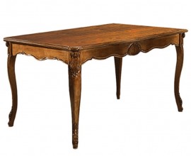 Luxusní rustikální rozkládací jídelní stůl Pasiones obdélníkového tvaru z dřevěného masivu s vyřezávanou výzdobou 160cm