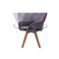 Moderní otočná jídelní židle Caballet s šedým potahem z mikrovlákna a masivními nohama 84cm