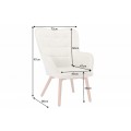 Skandinávská moderní židle Scandinavia s prošívaným čalouněním v krémové barvě s dřevěnými nohama 97 cm
