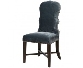 Vintage jídelní židle Dooms s vyřezávaným opěradlem s tmavě šedým čalouněním 106cm
