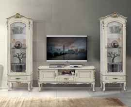 Luxusní bílá rustikální obývací stěna z masivu Clasica
