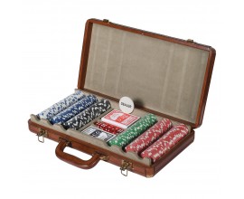 Designový kožený Poker Set v hnědém barevném provedení 40cm