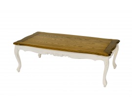 Luxusní provence konferenční stolek Preciosa v krémově bílé barvě s vyřezávaným zdobením 130cm