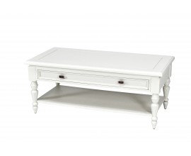 Luxusní provence konferenční stolek Belliene v bílé barvě s polohovatelnou vrchní deskou 122cm