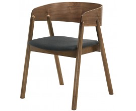 Skandinávská jídelní židle Nordica Nogal z hnědého masivního dřeva v provedení ořech s šedým čalouněním 73cm