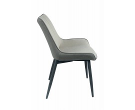 Moderní jídelní židle Vidar s čalouněním z eko kůže s černými nožičkami z kovu dvoutónová skandinávská šedá 87cm