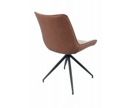 Moderní kožená jídelní židle Vidar z eko kůže s černými kovovými nožičkami dvoutónová béžová hnědá 88cm