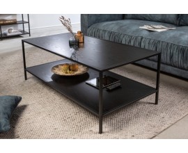 Designový konferenční stolek Industria Negra se dvěma deskami ze dřeva s kovovými nožičkami industriální černý obdélníkový 120cm