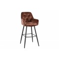 Moderní sametová barová židle Mast Chesterfield hnědá 107cm