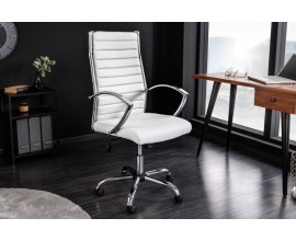 Moderní bílá kancelářská židle Big Deal z ekokůže s kovovou konstrukcí s nastavitelnou výškou 107-117cm