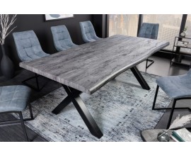 Industriální obdélníkový jídelní stůl Garret ze dřeva s černými kovovými nožičkami šedý 160cm