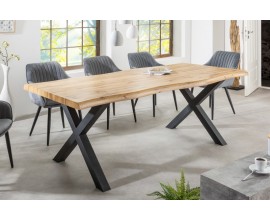 Industriální bledě hnědý jídelní stůl Lynx ze dřeva s černými nožičkami z kovu obdélníkový 180cm