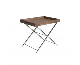 Dřevěný příruční stolek Vita Naturale hnědý s kovovými nožičkami 81cm