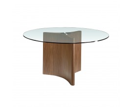 Luxusní kulatý jídelní stůl Vita Naturale ze dřeva a skla 150cm