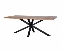 Industriální jídelní stůl Comedor z masivního dubového dřeva na černé konstrukci z kovu ve tvaru hvězdy 240cm