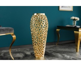 Art deco designová váza Hoja ve zlatém provedení s kovovou konstrukcí 90cm