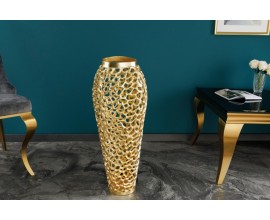 Designová váza Hoja v art deco stylu s kovovou konstrukcí zlaté barvy 65cm
