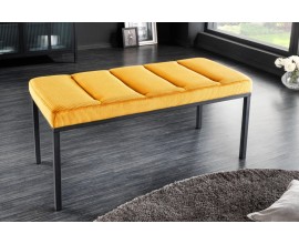 Moderní čalouněná lavice Soreli hořčicově žlutý manšestr 80cm