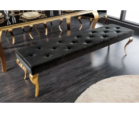 Luxusní jídelní lavice Modern Barock s černým sametovým čalouněním a zlatými nožičkami z kovu 172cm