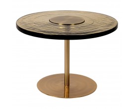 Art-deco kulatý příruční stolek Countess z kovové podstavy zlaté barvy se skleněnou povrchovou deskou 61cm