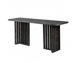 Moderní černosivý konzolový stolek Avanti s designovou mřížovanou podstavou a výraznou kresbou dřeva 180 cm