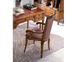 Luxusní rustikální pracovní židle Lasil z masivního dřeva v hnědé barvě as bordó čalouněním 105 cm
