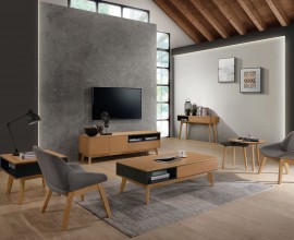 Moderní masivní obývací sestava Nordica Clara ve skandinávském stylu z dubového dřeva
