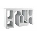 Designový art deco betonový konzolový stolek Gerin s geometrickým zdobením v bílé barvě 120 cm