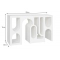Designový art deco betonový konzolový stolek Gerin s geometrickým zdobením v bílé barvě 120 cm