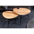 Designový masivní trojúhelníkový konferenční stolek Dalbergio s deskou z akáciového dřeva světle hnědá 70 cm